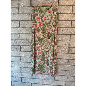Vintage Slates Janet Hower Floral Silk Sleeveless Dress Size 14 Asian-Inspired P